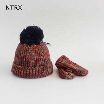 China Beanie: XS: H18cm*W17cm+5cmCuff S: H18.5cm*W18cm+5.5cmCuff/Scarf: XS: 14.5cm*7cm S: 16cm *7.7cm new fashion unisex mitten and cap set knitted hat set for kids Kid Plush Beanie Hat Scarf Set Winter Accessories for sale