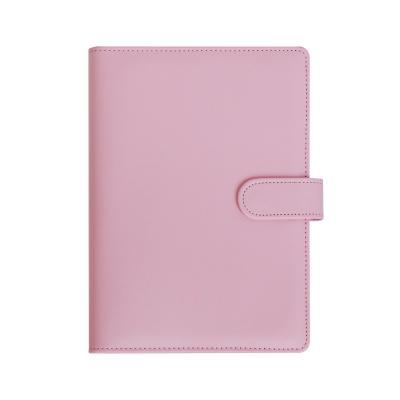 China Pink Cute Simple Style Notebook Binder With Multifunctional Card Slot Pen Holder 6 Ring Stainless Steel Binder for sale