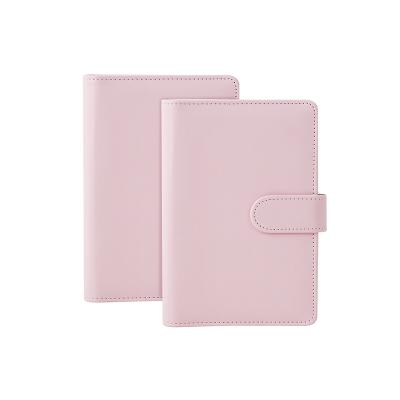 China Shinning Style Simple Pink Grebiche Notebook PU Leather Ring Binder Refillable for sale