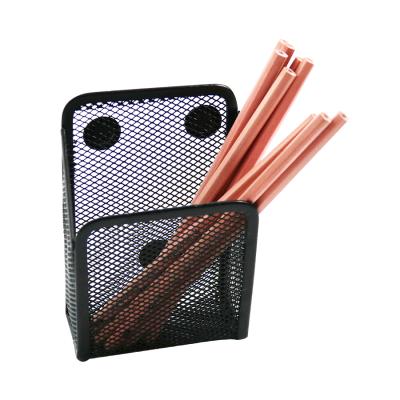 China 100% Eco-friendly Office Mesh Steel Pen Basket Magnetic Desktop Pen Holder for Whiteboard, Fridge for sale