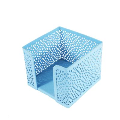 China 100% Eco-friendly School Supplies Designed Perforated Powder Coated Iron Wire Metal Cube Desk Card Note Holder for sale