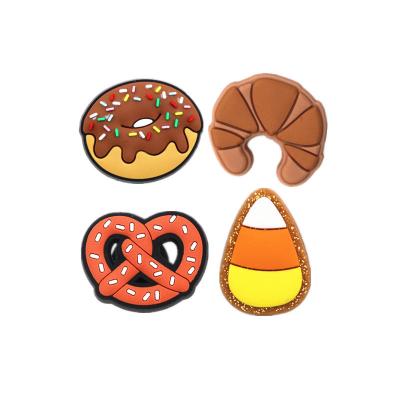 China Original Designer Shoe Charms Cute Shoe Buckle Crescent Donut Sausage Shoe Accessories Buckles Decorations Fit Bracelet Kids Christmas Gifts for sale