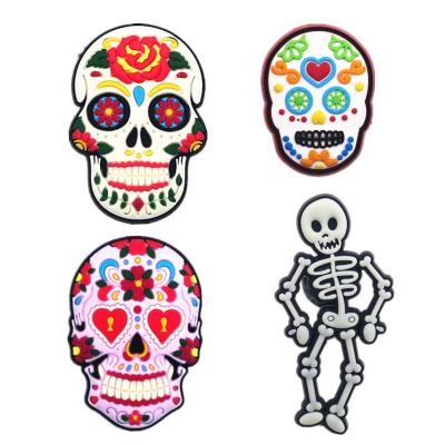 China Original Painted Shoe Buckle Skull Shoe Charms Skeleton Bones PVC Shoe Buckle Sandals Designs Suitable Accessories Kids Party Gifts for sale