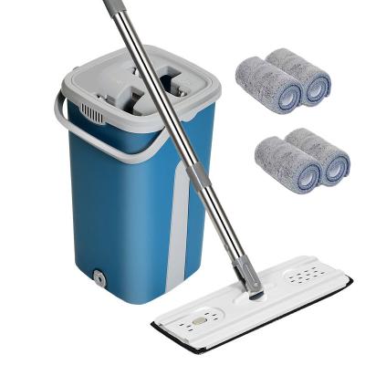 China Home large size disposable mop sustainable green flat surface cleanroom spin flat microfiber mop and bucket set with two broom cloth for sale