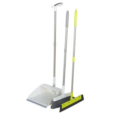 China Eco-friendly Kitchen Broom And Dustpan Long Handle Easily Disassembled Black Broom Brush And Dustpan Set For Lobby for sale