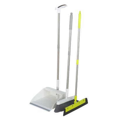 China Eco-friendly Brush 180 Degree Rotatable Plastic Broom And Dustpan Set With Long Handle for sale