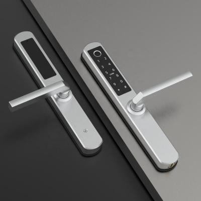 China Home Hotel Apartments Office Fashion Fingerprint Biometric Lock Handle Electric Panel Door with Key Lock Keys Security Smart Door Lock for sale