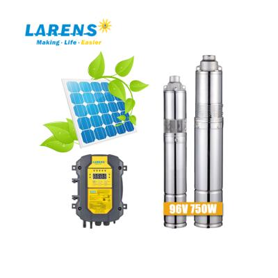 China Agriculture Solar Irrigation LARENS 750W DC Pump 3 Inch 4 Inch Screw Deep Borehole Well Water Pump Solar System for sale