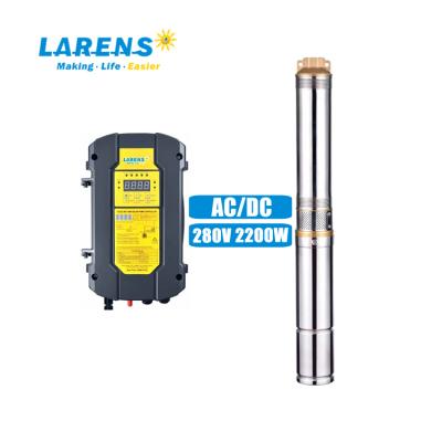 China LARENS Irrigation and Agriculture AC DC 2200W Solar Water Pump 3 Inch Impeller Plastic Submersible Solar Water Pump for sale