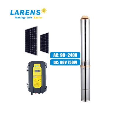 China Irrigation and Agriculture AC DC 750W LARENS 4 Inch Deep Well Solar Water Pump With Solar Panel for sale