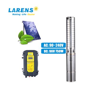 China Main Agriculture Irrigation LARENS AC DC 750W 100m SS Submersible Solar Water Pump Kit For Irrigation for sale