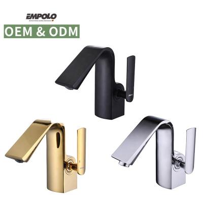 China Gold Luxury Water Black Basin Faucets Designer Bathroom Heater Metered Brass Tap Faucet for sale