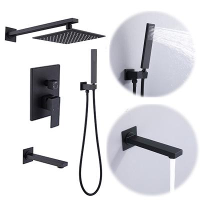 China Without Slide Bar Showers Mixer Taps Set Modern Square Hidden Bathroom Rain Head Shower Faucet for sale