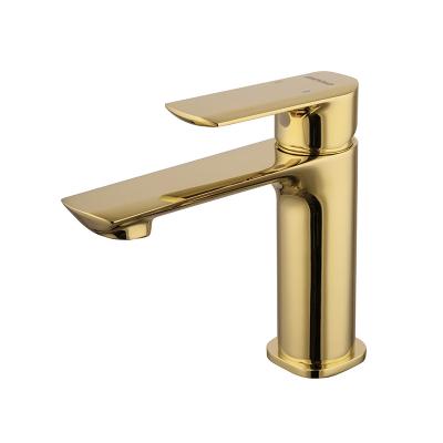 China Factory Outlet Gold Sink Faucet Modern Basin Faucet Yellow Brass Water Faucet for sale