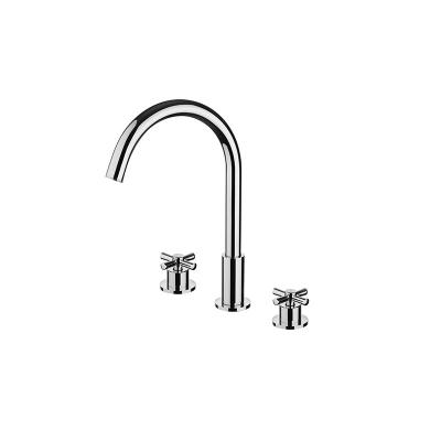 China Hot Sale Modern Chrome Bathroom Faucet Basin Faucet 3way Tap Water Tap Bathroom Vanity Three Hole Mixer Tap for sale