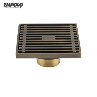 China Modern Bathroom Toilet Shower Room Square Floor Drain Brass Balcony Drains Dranier Bronze Floor Remove Water Chrome Plated 100*100*52mm for sale