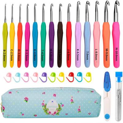 China 35pcs Sewing Crochet Hook Set with Yarn Knitting Needles Sewing Tool Kit Knit Measuring Scissors Stitch Backing Hook for Knitting for sale