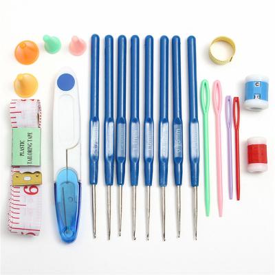 China Sewing 57 in 1 Full Set DIY 16 Needle Stitches Crochet Knitting Weaving Sewing Tools Crochet Hooks Set for sale