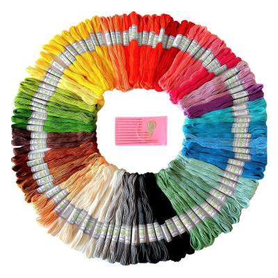 China 100pcs Rainbow Color Embroidery Needlework Premium Quality Floss With 10pc Embroidery Needles Friendship Bracelets Craft Floss Cross Stitch Threads for sale