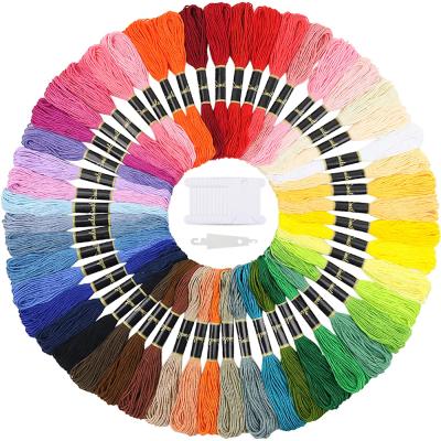 China Viable Colorful 100pcs Skeins Embroidery Floss Cross Stitch Thread Friendship Bracelets String With 15pcs Floss Bobbins For DIY Craft for sale