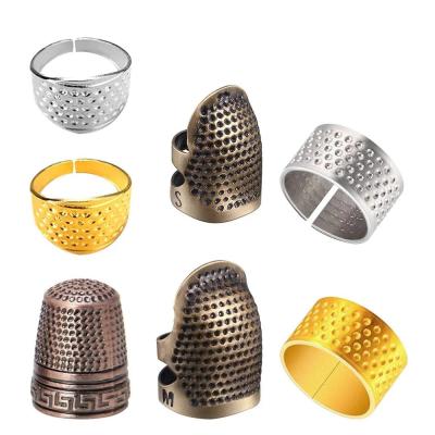 China 9 Pcs Finger Protector Metal Adjustable Thimbles Sewing Thimble for DIY Sewing Craft Embroidery Sewing Tools for sale