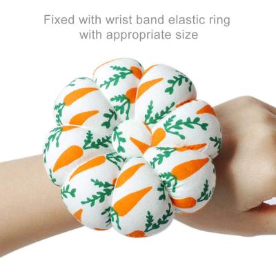 China Portable Carrot Pattern Sewing Needle Cushion Holder Band Sewing Pin Cushions For Sewing Wrist Pin Cushions Accessories Pumpkin for sale