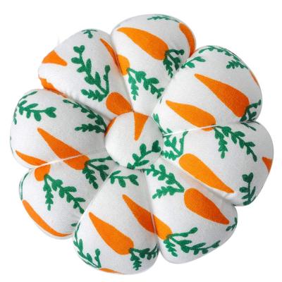 China Carrot Pattern Pumpkin Style Pin Cushion Pillow Needles Holder Craft Wrist Strap Sewing Pincushion for sale