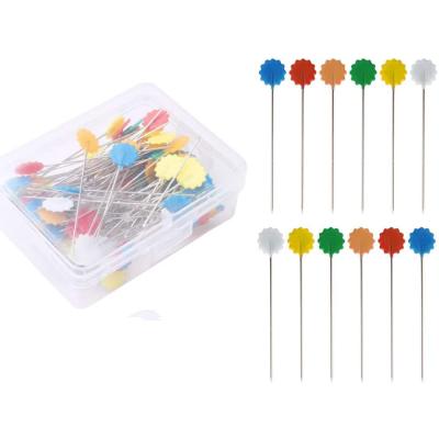 China Flat Head Jewelry 100 Pcs Straight Pins DIY Projects Seamstress Jewelry Decoration Flower Head Sewing Quilting Pin for sale