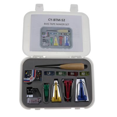 China LIKE Bias Maker Kit Binder Foot Wooden Awl Fabric Binding Tape Cuts Pins Household DIY Sewing Quilting Tool Kit for sale