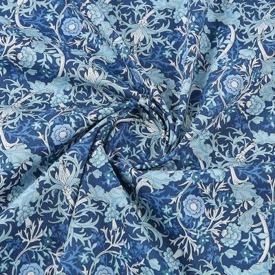 China Tear-Resistant Floral Digital Printed 100% Cotton Poplin Dress Textile Soft Woven Liberty Tana Lawn Cotton Fabric For Dress for sale