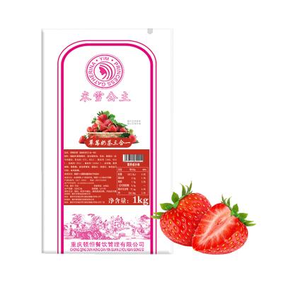 China Milk Tea Instant Milk Tea Powder 1kg Strawberry Flavor Bubble Pearl Tea Black Tea Blended Milk for sale