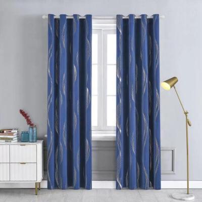 China Blackout Fast Shipping Stripe Design Polyester Foil Printed Blackout 100% Fabric Curtain For Window for sale