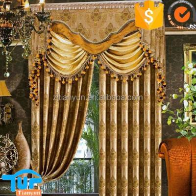 China Classic Blackout Pattern Custom Design Luxury Jacquard Gold Curtain Fabric for sale