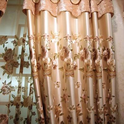 China Embroidery High End Luxury Silk Curtain Blackout Style Ready Made Curtain for sale