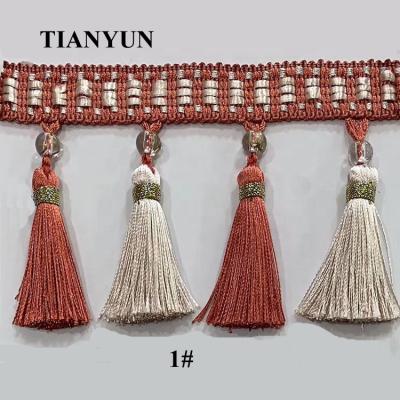 China 2021 fashionable pearl tassel decorative fringe on sale hot curtain accessories for home textile for sale