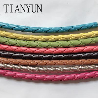 China PU 5mm in 6strands around braided faux leather rope for belt for sale