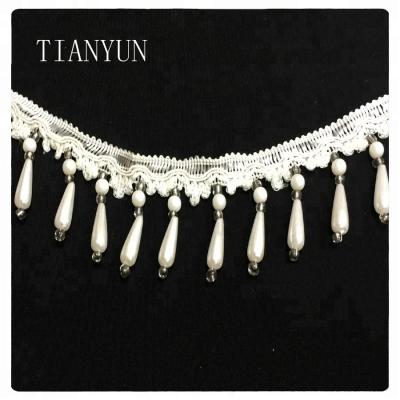 China Handmade lace decoration white red tassel fringe, fringe trim, beaded fringe for sale