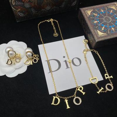 China FASHIONABLE Customized Alphabet Earrings Bracelets Necklaces Pendants Fashion High Quality DIOP Accessory Sets Fine Pendant for sale