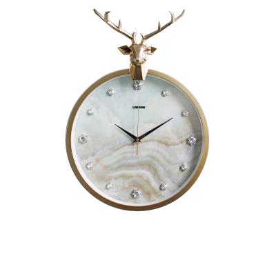 China CLASSIC Stripes Reindeer 12 Marble Process Cutting Stone Wall Clock Furniture Wall Decorations VFBD8328 for sale