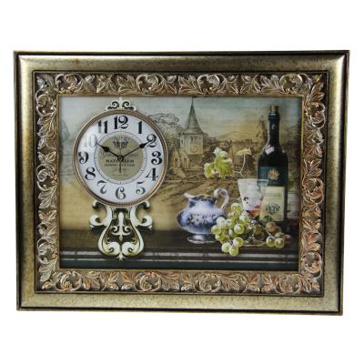 China Antique Style Home Decoration Articles Wall Painting Square Wall Clock B8262 for sale