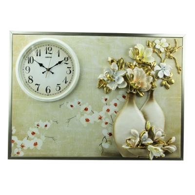 China Painting With The Clock Wall Decor Flower Silent Painting Wall Pictures For Living Room for sale