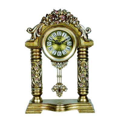 China Antique Style Fashion Decoration Desk Clock With Pendulum Polyresin Desk Clock 1463 for sale