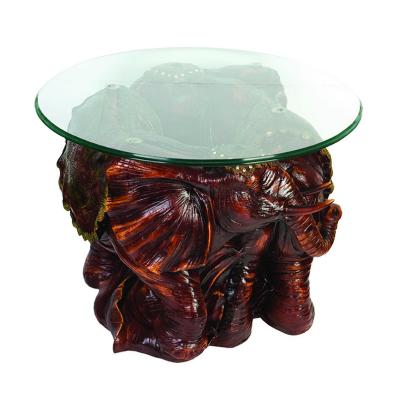 China Coffee Table Elephant Carved Coffee Table With Glass Top Manufacturer G068M for sale