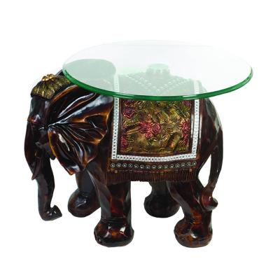 China Coffee Table Resin Animal Elephant Glass Top Round Tea Table G067M for sale