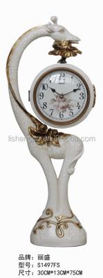 China Classic Antique Floor Clock/Fawn Stand Resin Clock/Double Side Clock for sale