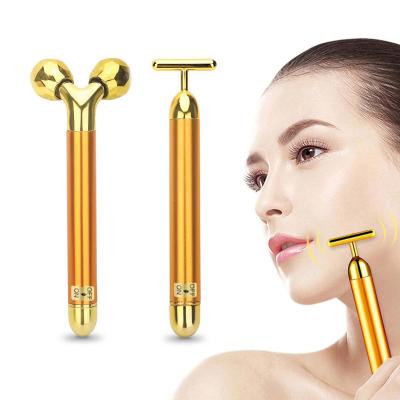 China New Product Convenient Lift Face Massage Roller Tightening 24K Rose Gold Women's Vibrating Skin Revitalizer Pulse Energy Beauty Bar For for sale