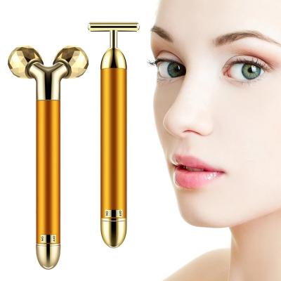 China Convenient Amazon Success Skin Tightening Ultrasonic Vibration Beauty Bar 24K Rose Gold Facial Massager Revitalizer For Skin Care Salon for sale