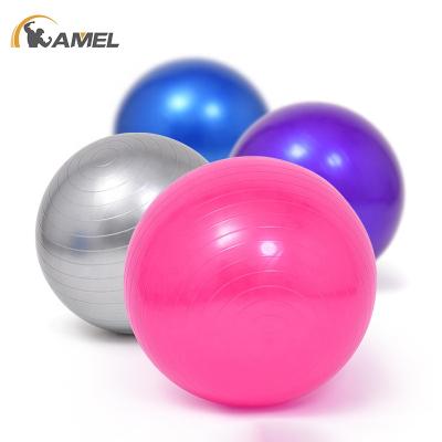 China Gym Exercise Pilates Anti-burst Round Back Muscle Relax Ball Pump PVC Premium Black Yoga Ball With Base for sale