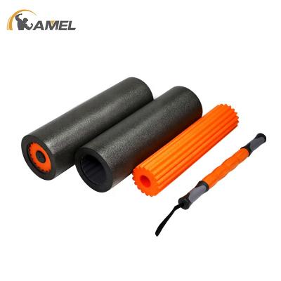 China Wholesale Custom Made Eva Foam Roller Workout Fitness Yoga Back Massager 3 Cavity in 1 High Density Eva Foam Rollers Gym Equipment for sale