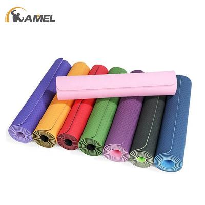 China Hot Selling Tape Non Slip Eco Friendly Double Layer Tape Yoga Mat, Yoga Pilates 6mm Textured Non Slip Outdoor Yoga Mats for sale